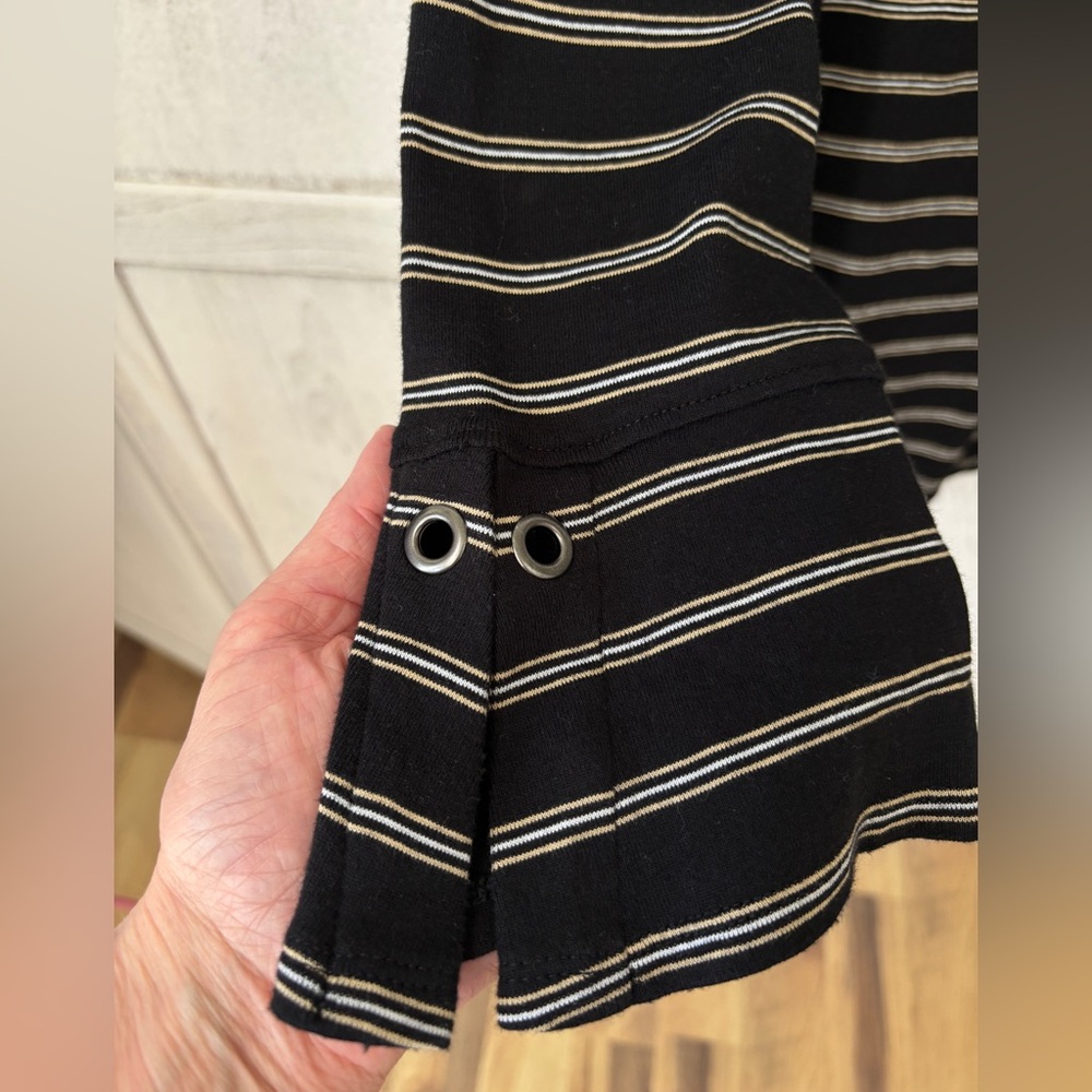 J. Jill Striped Top Women’s Small Black & White Pima Cotton - Picture 4 of 7